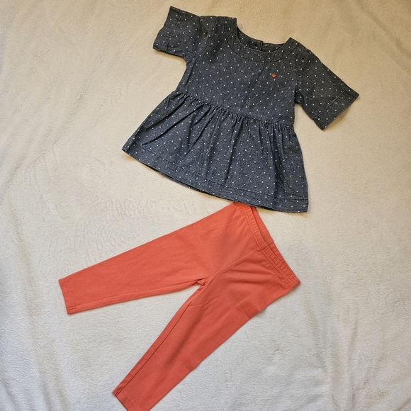 CARTER'S | Chambray Cotton Denim Polka Dot Top & Legging Set - Picture 6 of 8